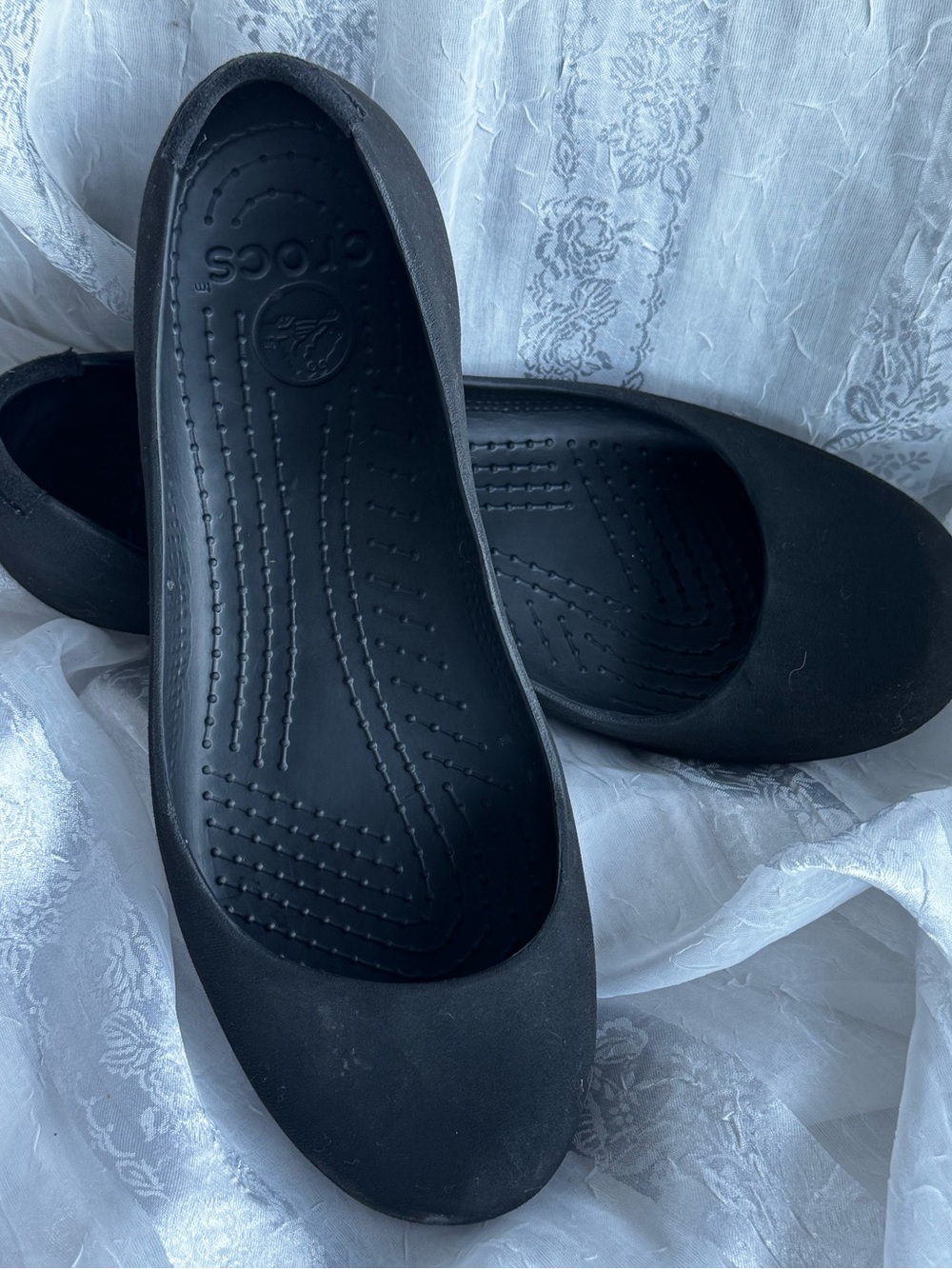 CROCS At Work Iconic Comfort Matte Black Ballet Flats Shoes Women’s Size 7